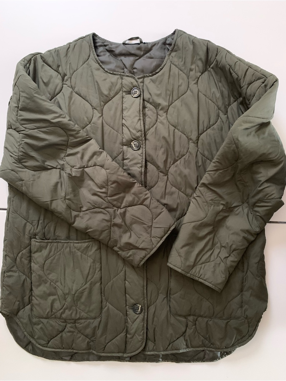 #2 Quilted Olive Green Jacket Panel / light amazing for cool nights